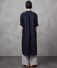 FMEHA05270 MICHEL KLEIN(ミッシェルクラン) シアーシャツワンピース ネイビー