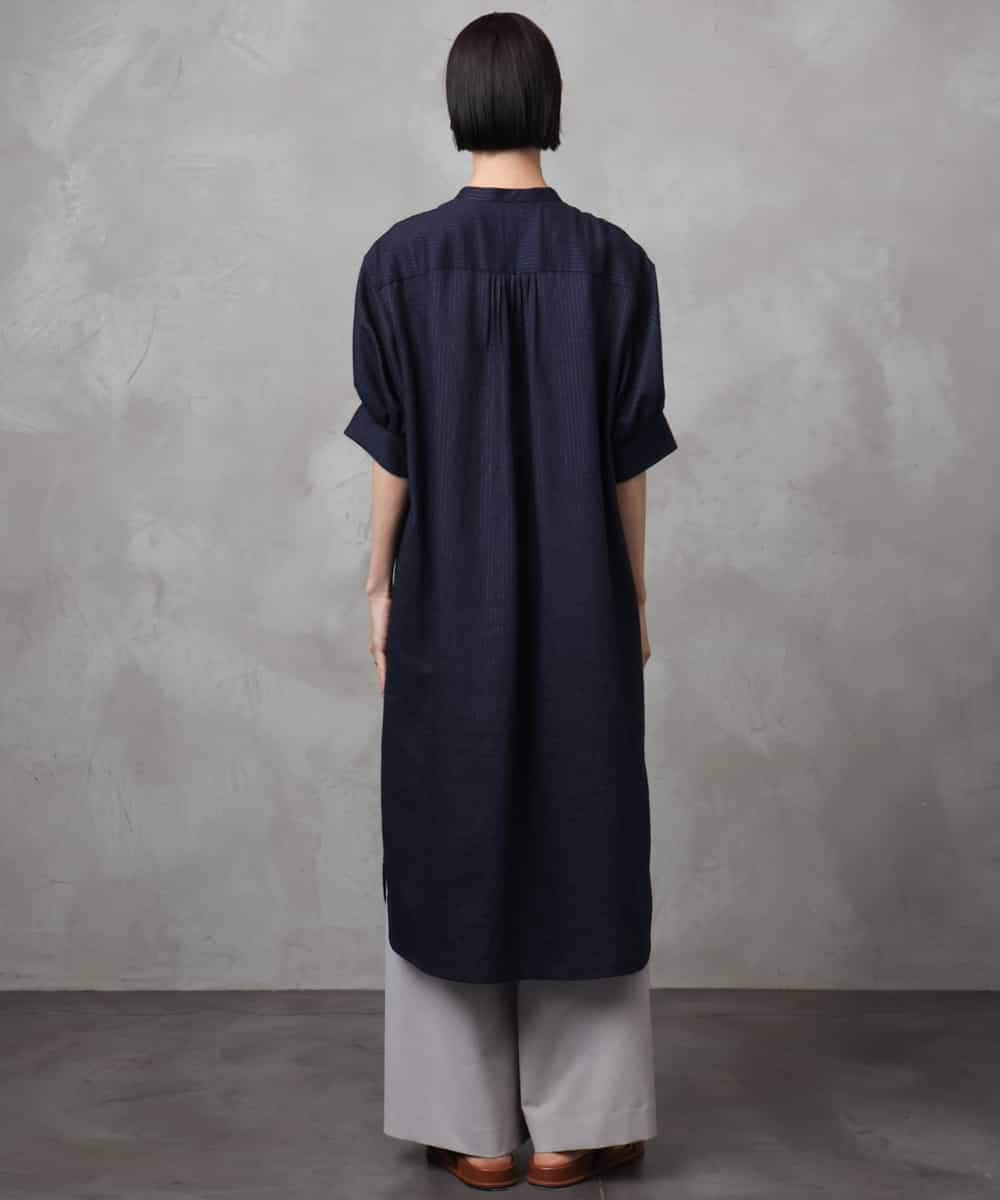 FMEHA05270 MICHEL KLEIN(ミッシェルクラン) シアーシャツワンピース ネイビー