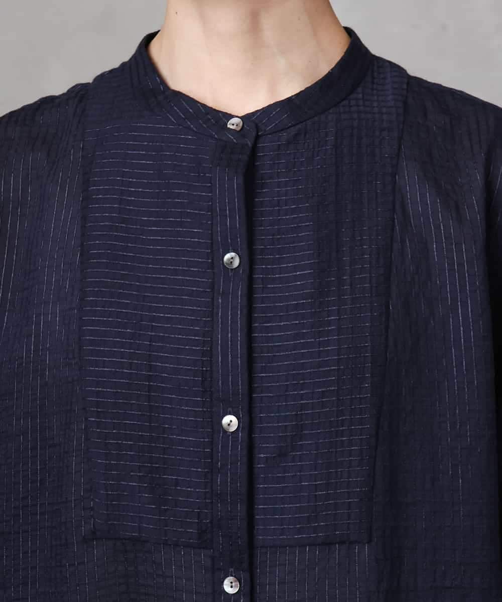 FMEHA05270 MICHEL KLEIN(ミッシェルクラン) シアーシャツワンピース ネイビー