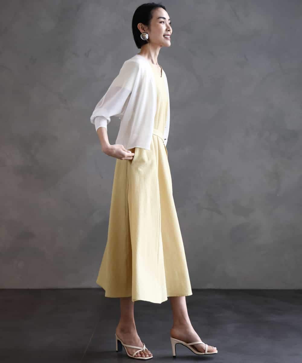 FMEHA06360 MICHEL KLEIN(ミッシェルクラン) Vネックワンピース ライトイエロー