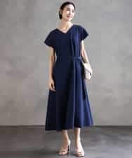 FMEHA06360 MICHEL KLEIN(ミッシェルクラン) Vネックワンピース ライトイエロー