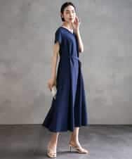 FMEHA06360 MICHEL KLEIN(ミッシェルクラン) Vネックワンピース ライトイエロー