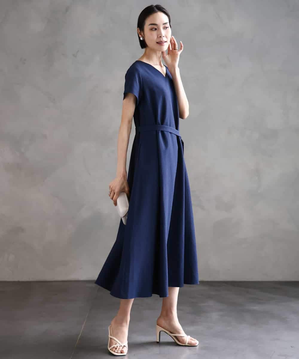 FMEHA06360 MICHEL KLEIN(ミッシェルクラン) Vネックワンピース ライトイエロー