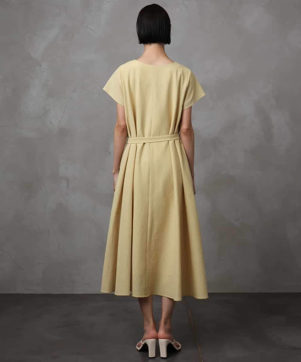FMEHA06360 MICHEL KLEIN(ミッシェルクラン) Vネックワンピース ライトイエロー