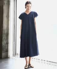 FMEHA06360 MICHEL KLEIN(ミッシェルクラン) Vネックワンピース ネイビー