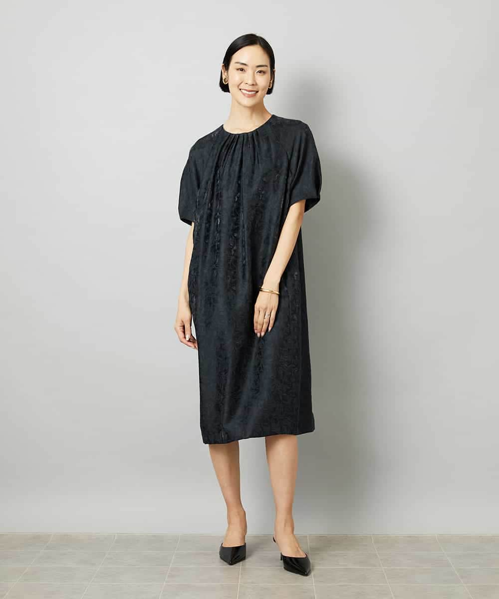 FMEHD03400 MICHEL KLEIN フラワージャカード コクーンワンピース