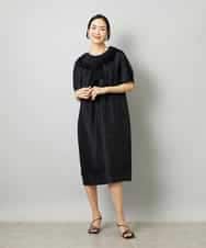 FMEHE03400 MICHEL KLEIN(ミッシェルクラン) ニュアンスジャカード コクーンワンピース ブラック