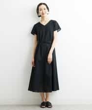 FMEHS51360 MICHEL KLEIN(ミッシェルクラン) Vネックロングワンピース ブラック(94)