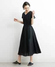 FMEHS51360 MICHEL KLEIN(ミッシェルクラン) Vネックロングワンピース ブラック(94)