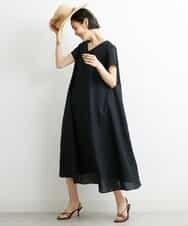 FMEHS51360 MICHEL KLEIN(ミッシェルクラン) Vネックロングワンピース ブラック(94)