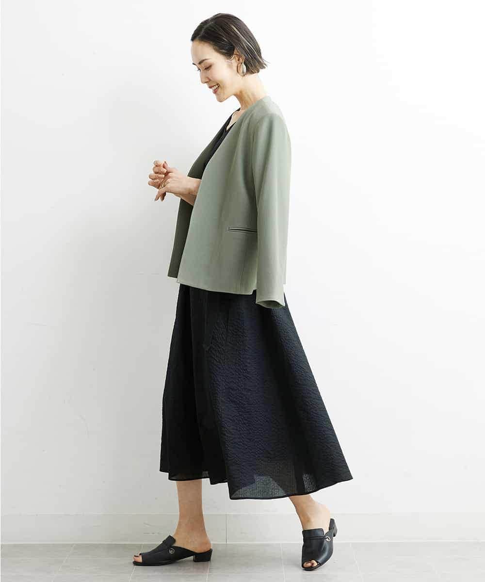 FMEHS51360 MICHEL KLEIN(ミッシェルクラン) Vネックロングワンピース ブラック(94)