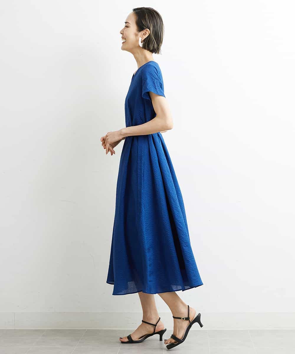 FMEHS51360 MICHEL KLEIN(ミッシェルクラン) Vネックロングワンピース ブラック(94)