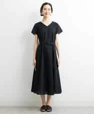 FMEHS51360 MICHEL KLEIN(ミッシェルクラン) Vネックロングワンピース ブラック(94)