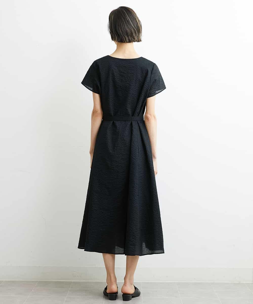 FMEHS51360 MICHEL KLEIN(ミッシェルクラン) Vネックロングワンピース ブラック(94)