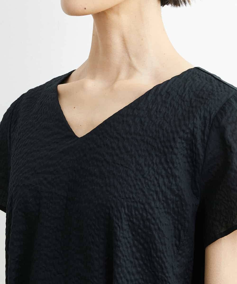 FMEHS51360 MICHEL KLEIN(ミッシェルクラン) Vネックロングワンピース ブラック(94)