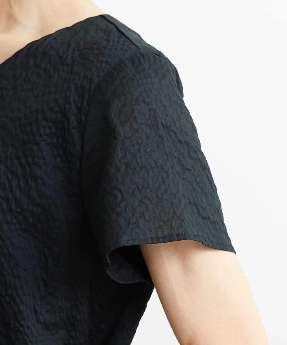 FMEHS51360 MICHEL KLEIN(ミッシェルクラン) Vネックロングワンピース ブラック(94)