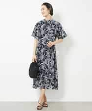 FMEHV50330 MICHEL KLEIN(ミッシェルクラン) ペイズリープリント3WAYワンピース ブラック系(94)