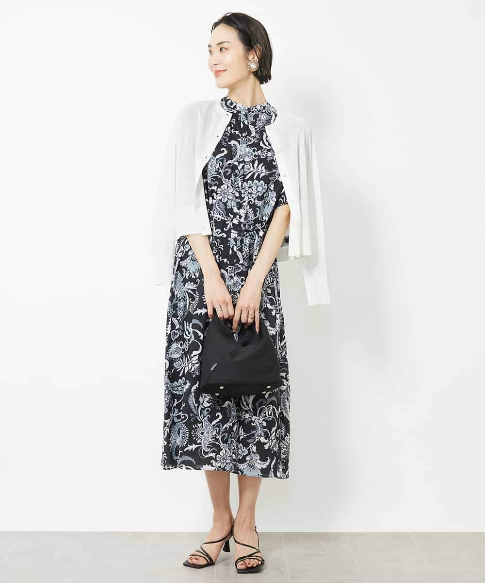 FMEHV50330 MICHEL KLEIN(ミッシェルクラン) ペイズリープリント3WAYワンピース ブラック系(94)