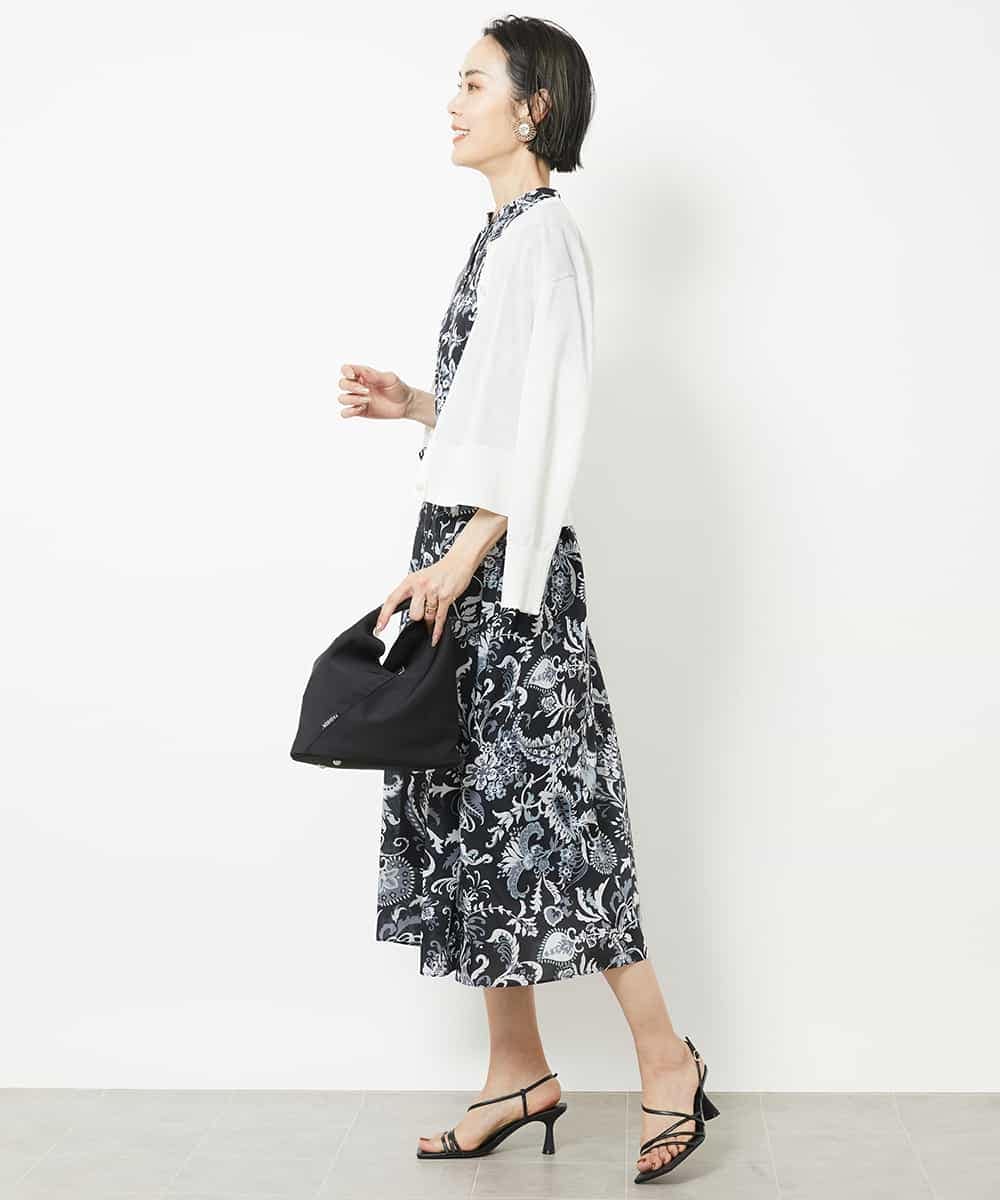 FMEHV50330 MICHEL KLEIN(ミッシェルクラン) ペイズリープリント3WAYワンピース ブラック系(94)