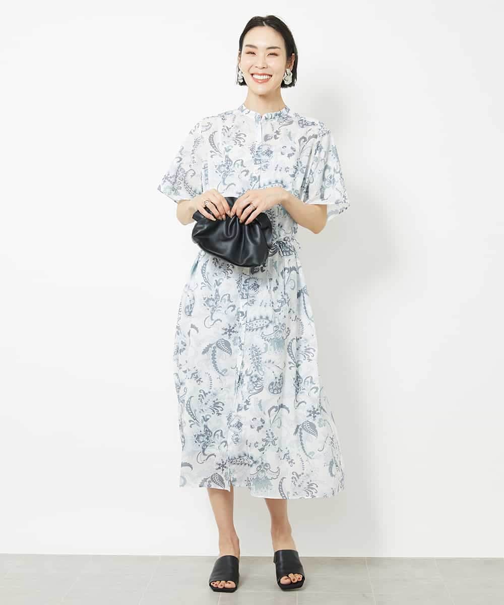 FMEHV50330 MICHEL KLEIN(ミッシェルクラン) ペイズリープリント3WAYワンピース ブラック系(94)