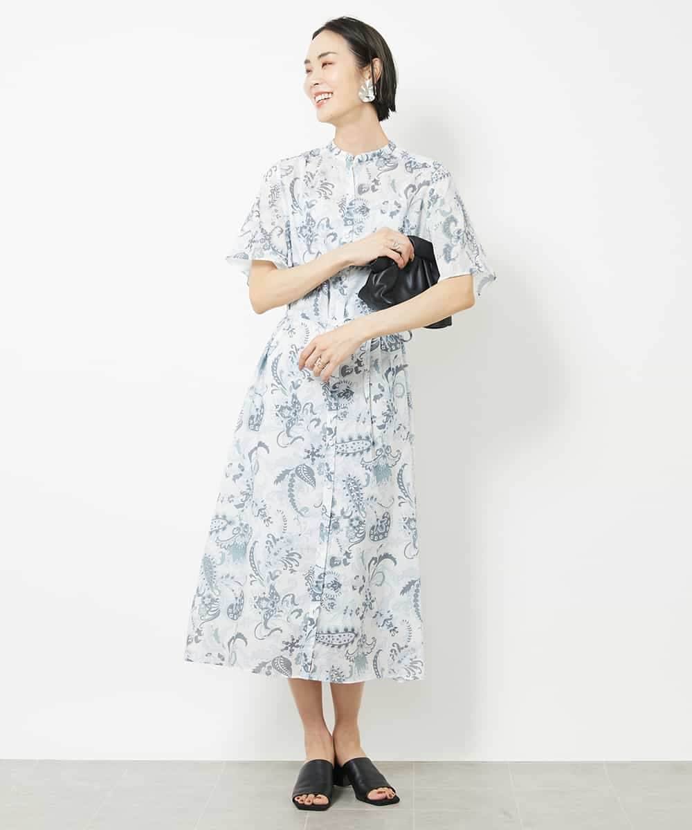 FMEHV50330 MICHEL KLEIN(ミッシェルクラン) ペイズリープリント3WAYワンピース ブラック系(94)