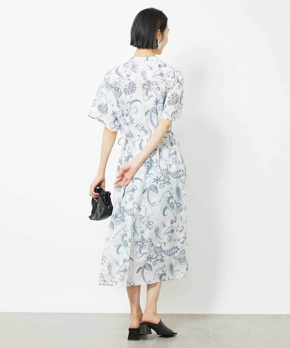 FMEHV50330 MICHEL KLEIN(ミッシェルクラン) ペイズリープリント3WAYワンピース ブラック系(94)