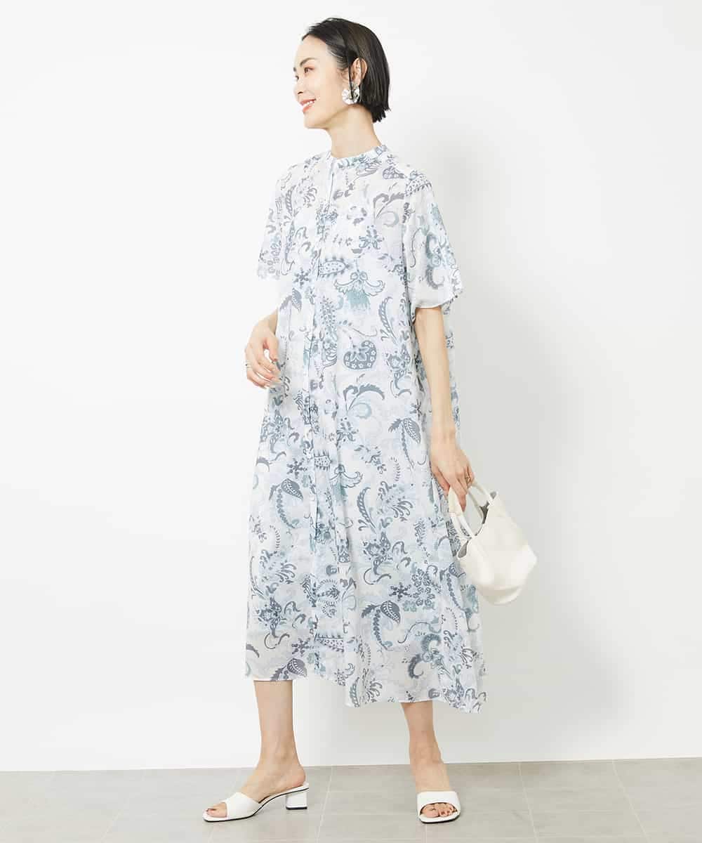 FMEHV50330 MICHEL KLEIN(ミッシェルクラン) ペイズリープリント3WAYワンピース ブラック系(94)