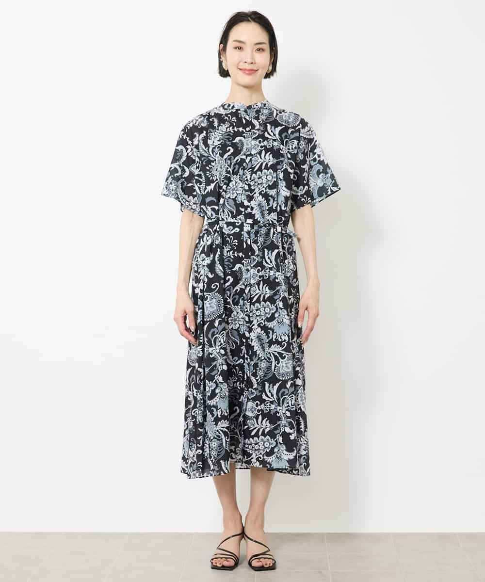 FMEHV50330 MICHEL KLEIN(ミッシェルクラン) ペイズリープリント3WAYワンピース ブラック系(94)