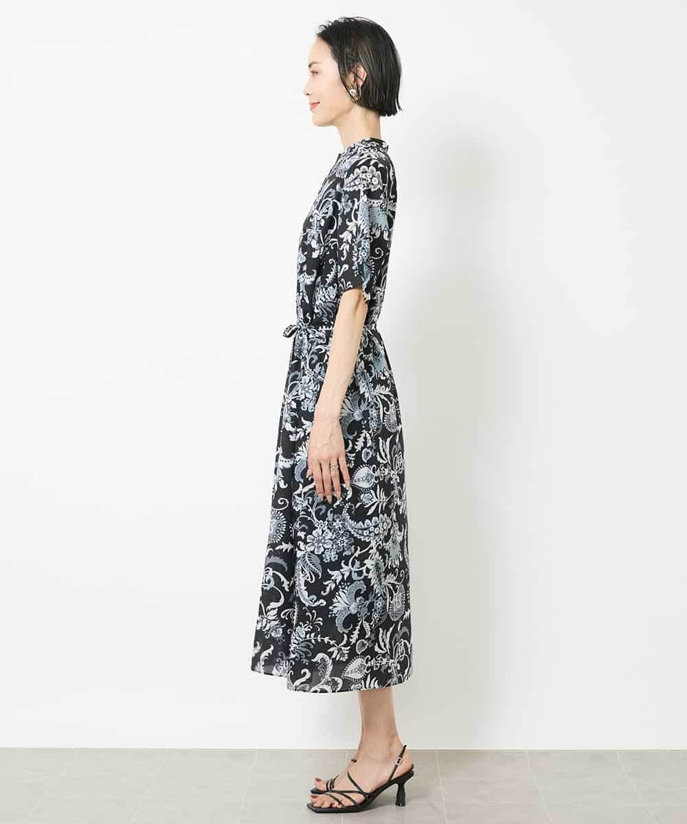 FMEHV50330 MICHEL KLEIN(ミッシェルクラン) ペイズリープリント3WAYワンピース ブラック系(94)