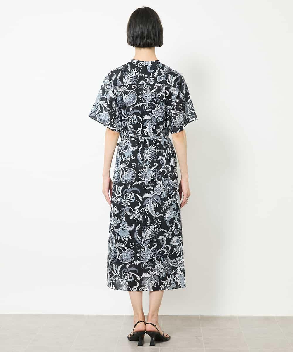 FMEHV50330 MICHEL KLEIN(ミッシェルクラン) ペイズリープリント3WAYワンピース ブラック系(94)