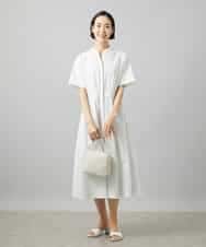 FMEID01370 MICHEL KLEIN(ミッシェルクラン) Vネックフレアワンピース ネイビー