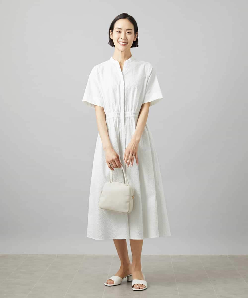 FMEID01370 MICHEL KLEIN(ミッシェルクラン) Vネックフレアワンピース ネイビー