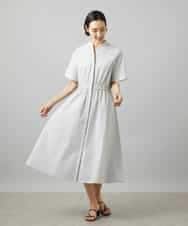 FMEID01370 MICHEL KLEIN(ミッシェルクラン) Vネックフレアワンピース ネイビー