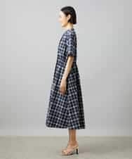 FMEID01370 MICHEL KLEIN(ミッシェルクラン) Vネックフレアワンピース ネイビー