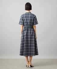 FMEID01370 MICHEL KLEIN(ミッシェルクラン) Vネックフレアワンピース ネイビー