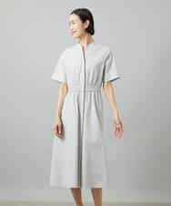 FMEID01370 MICHEL KLEIN(ミッシェルクラン) Vネックフレアワンピース ダークグレー