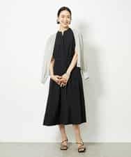 FMEJA02270 MICHEL KLEIN(ミッシェルクラン) キーネックギャザーワンピース ブラック