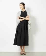 FMEJA02270 MICHEL KLEIN(ミッシェルクラン) キーネックギャザーワンピース ブラック