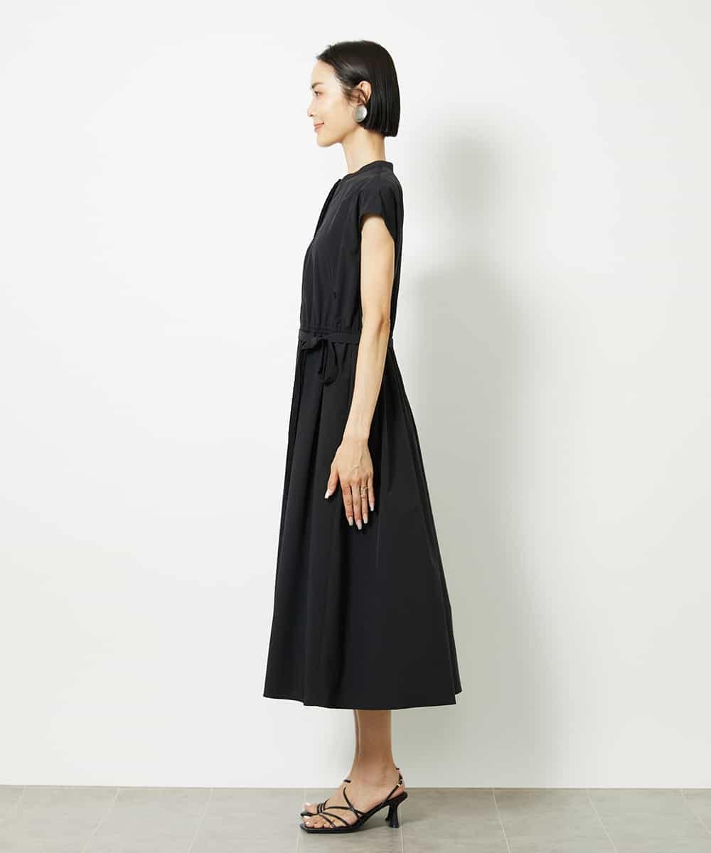 FMEJA02270 MICHEL KLEIN(ミッシェルクラン) キーネックギャザーワンピース ブラック