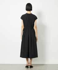 FMEJA02270 MICHEL KLEIN(ミッシェルクラン) キーネックギャザーワンピース ブラック