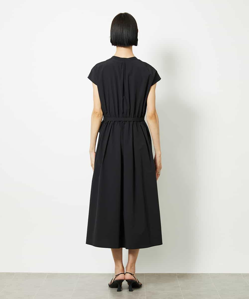 FMEJA02270 MICHEL KLEIN(ミッシェルクラン) キーネックギャザーワンピース ブラック