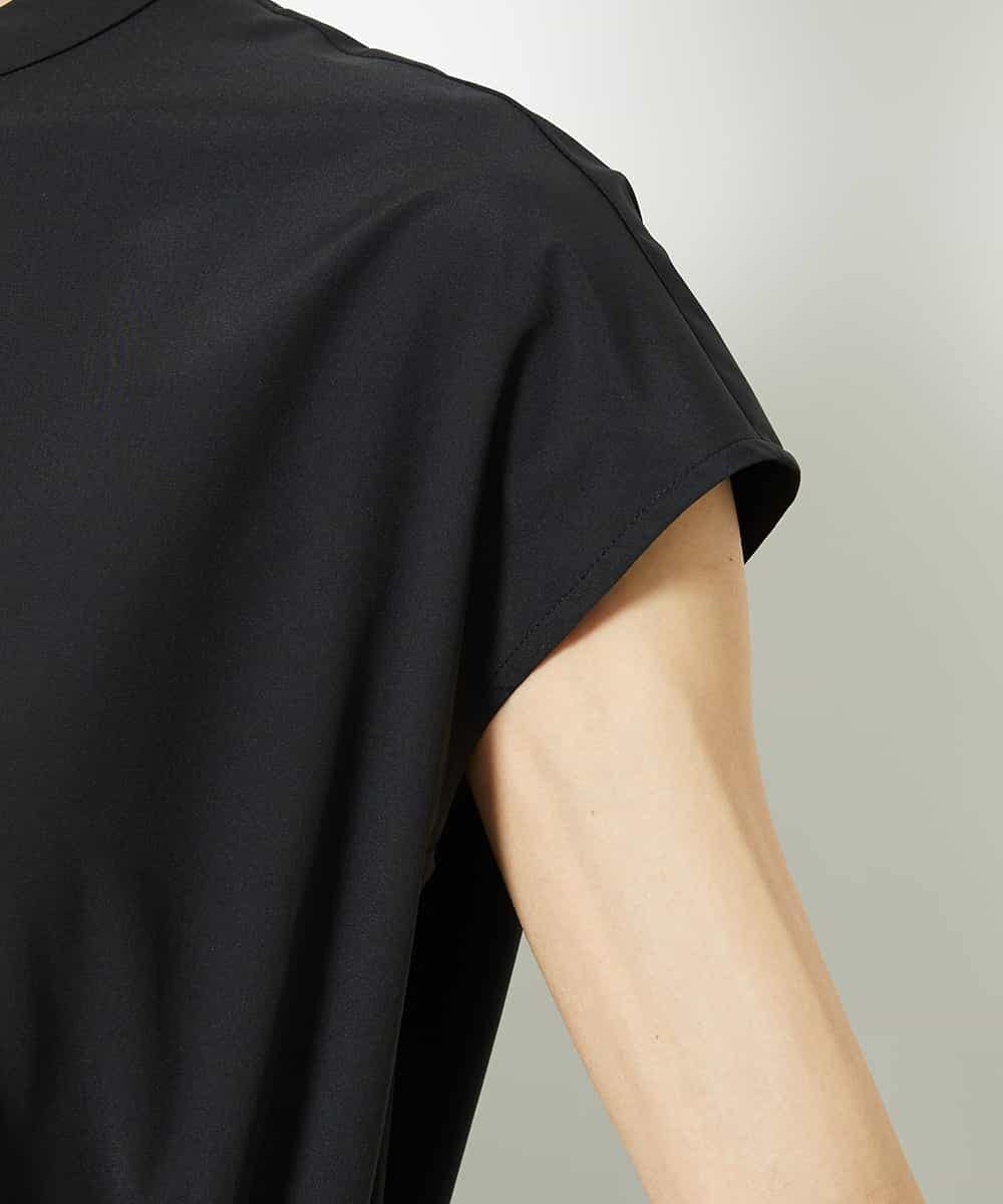 FMEJA02270 MICHEL KLEIN(ミッシェルクラン) キーネックギャザーワンピース ブラック