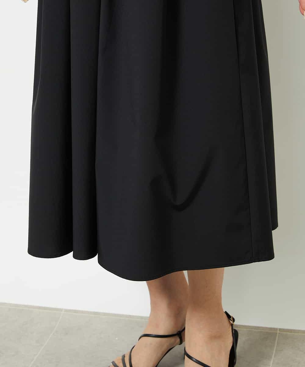 FMEJA02270 MICHEL KLEIN(ミッシェルクラン) キーネックギャザーワンピース ブラック