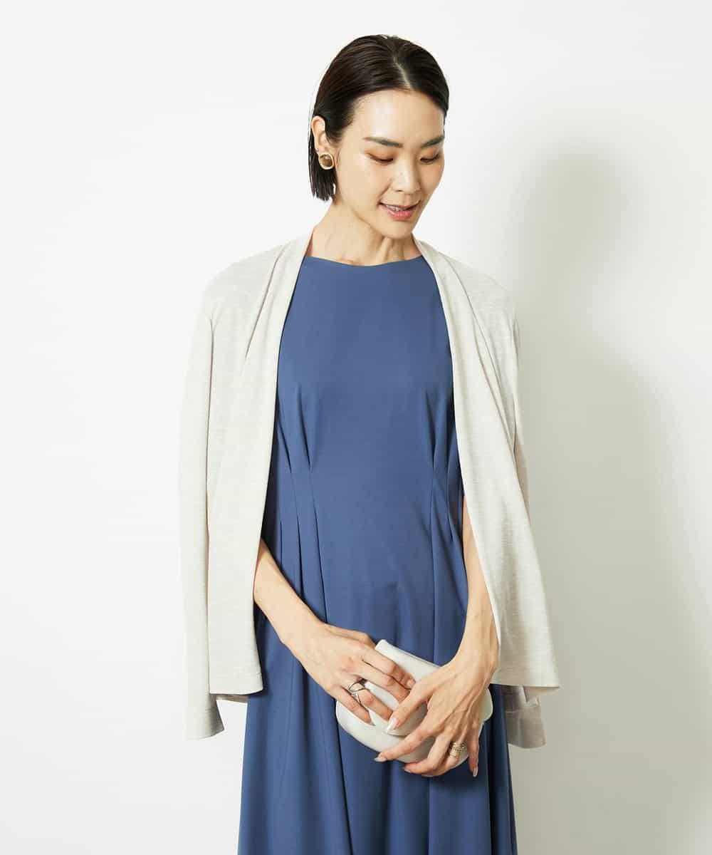 FMEJA04290 MICHEL KLEIN(ミッシェルクラン) ストレッチカットワンピース ブルー