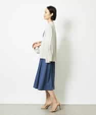 FMEJA04290 MICHEL KLEIN(ミッシェルクラン) ストレッチカットワンピース ブルー