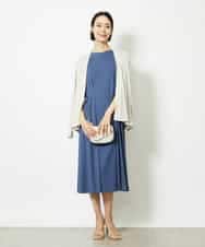 FMEJA04290 MICHEL KLEIN(ミッシェルクラン) ストレッチカットワンピース ブルー