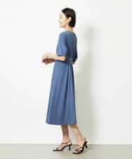 FMEJA04290 MICHEL KLEIN(ミッシェルクラン) ストレッチカットワンピース ブルー