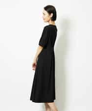 FMEJA04290 MICHEL KLEIN(ミッシェルクラン) ストレッチカットワンピース ブルー
