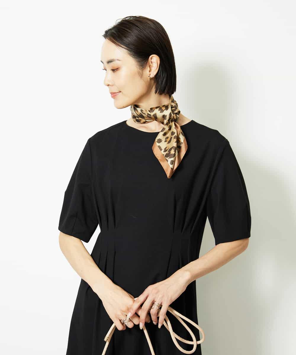 FMEJA04290 MICHEL KLEIN(ミッシェルクラン) ストレッチカットワンピース ブルー