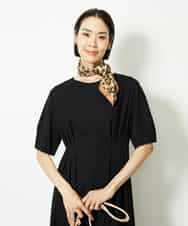 FMEJA04290 MICHEL KLEIN(ミッシェルクラン) ストレッチカットワンピース ブルー